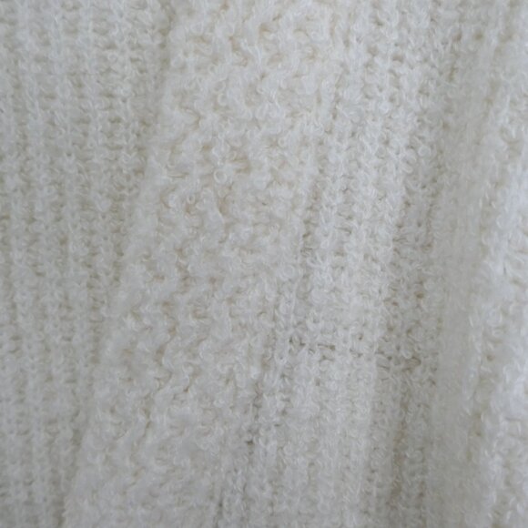 vintage 80s JJ Browne deep v-neck oversized ivory white boucle ribbed cardigan - Picture 6 of 7
